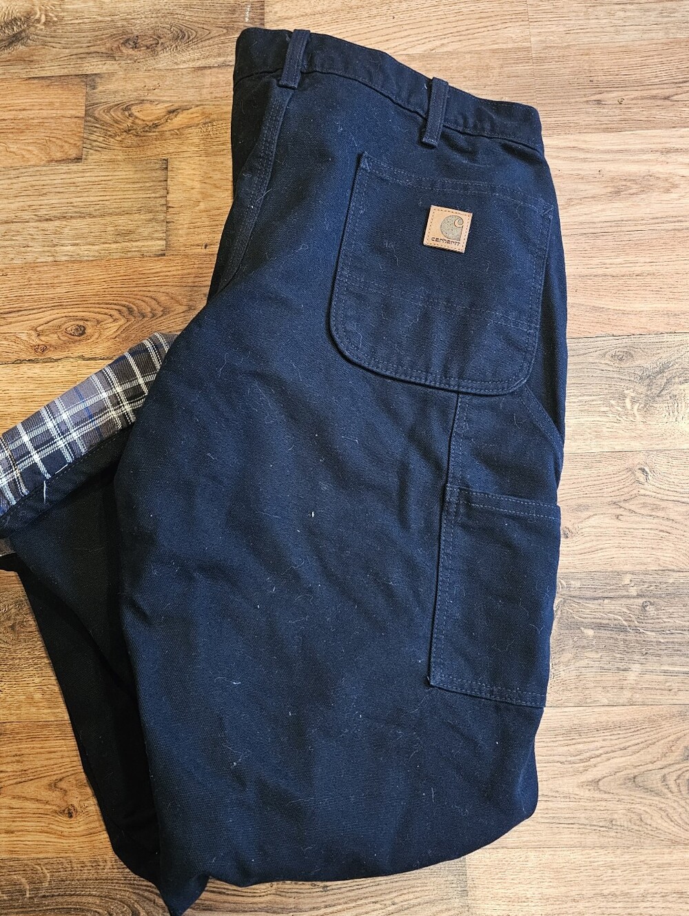 Carhartt Flannel Lined Black Duck Canvas Cargo Work Pants Men’s 38x30